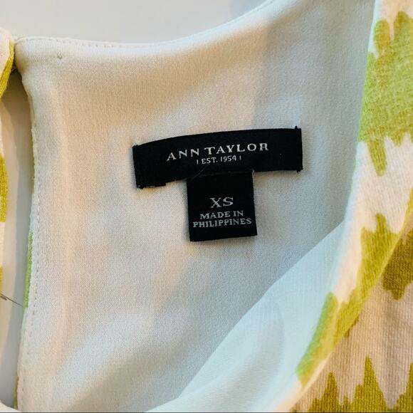 Ann Taylor Womens dress lime and white abstract chevron extra small - Picture 7 of 7